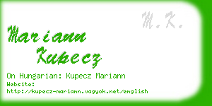 mariann kupecz business card